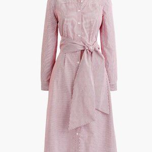 J. Crew Tie-Waist Shirtdress in Stripe (red/white) 10
